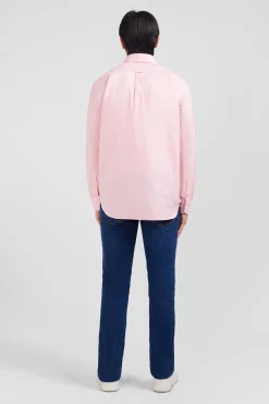 Chemise rose unie en coton