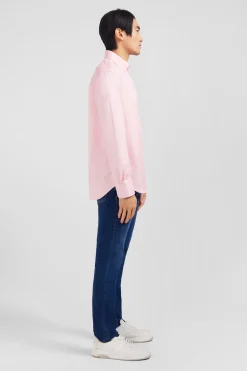 Chemise rose unie en coton