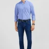 Chemise slim en coton pinpoint bleu