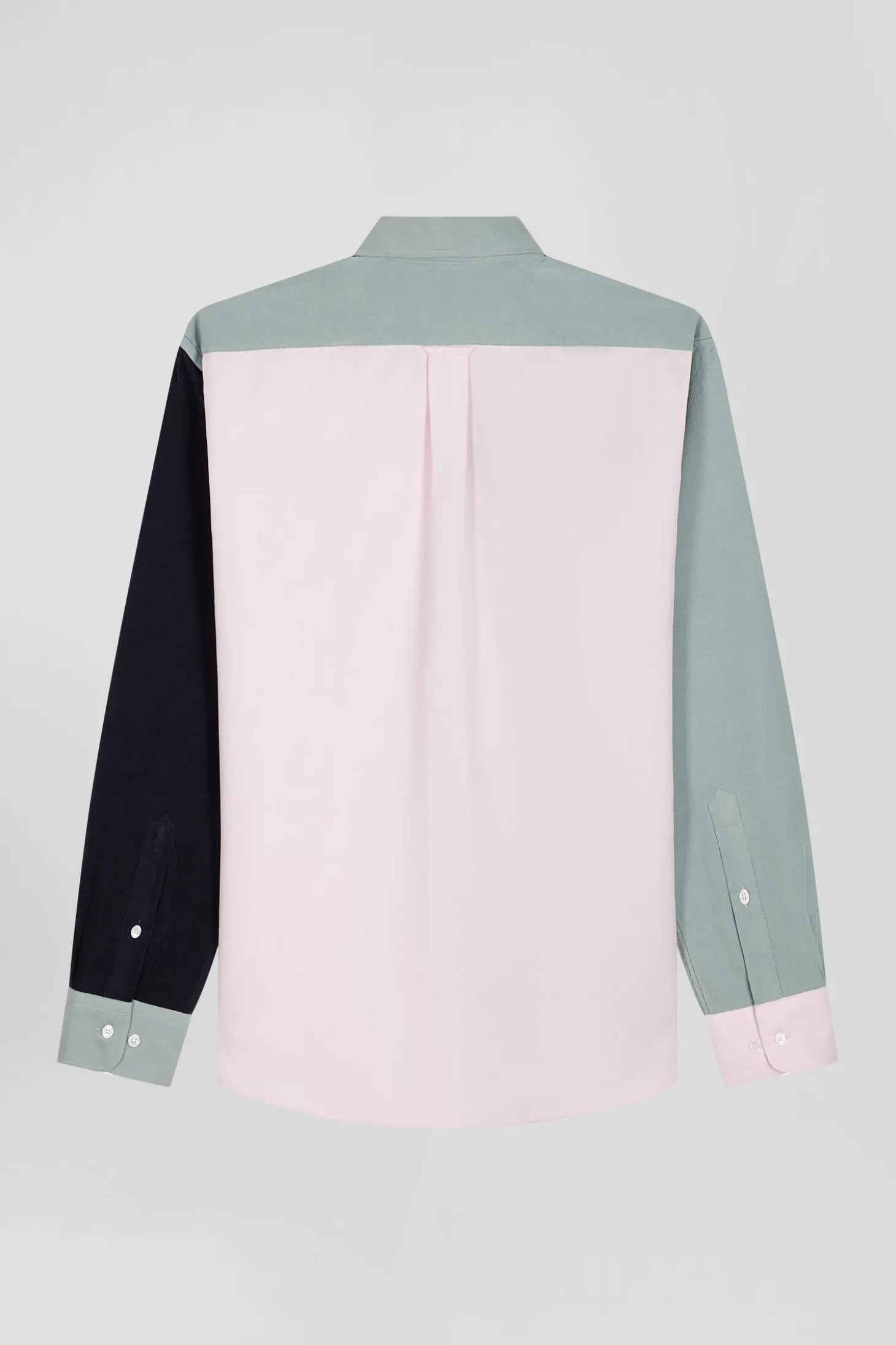 Chemise tricolore en coton vert coupe Regular