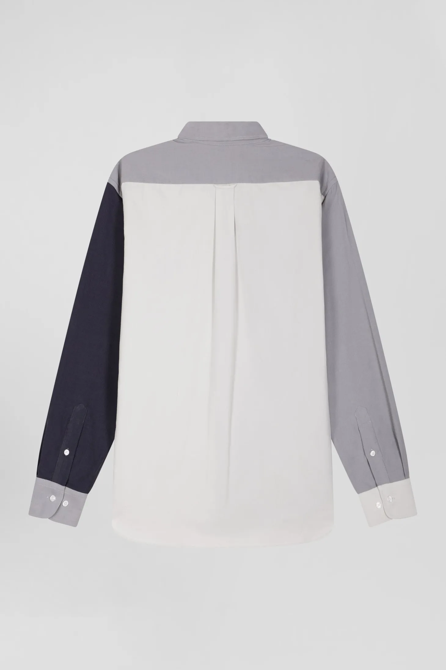 Chemise tricolore en coton gris coupe Regular