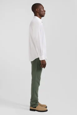 Chemise unie blanche en coton stretch mélangé coupe Regular