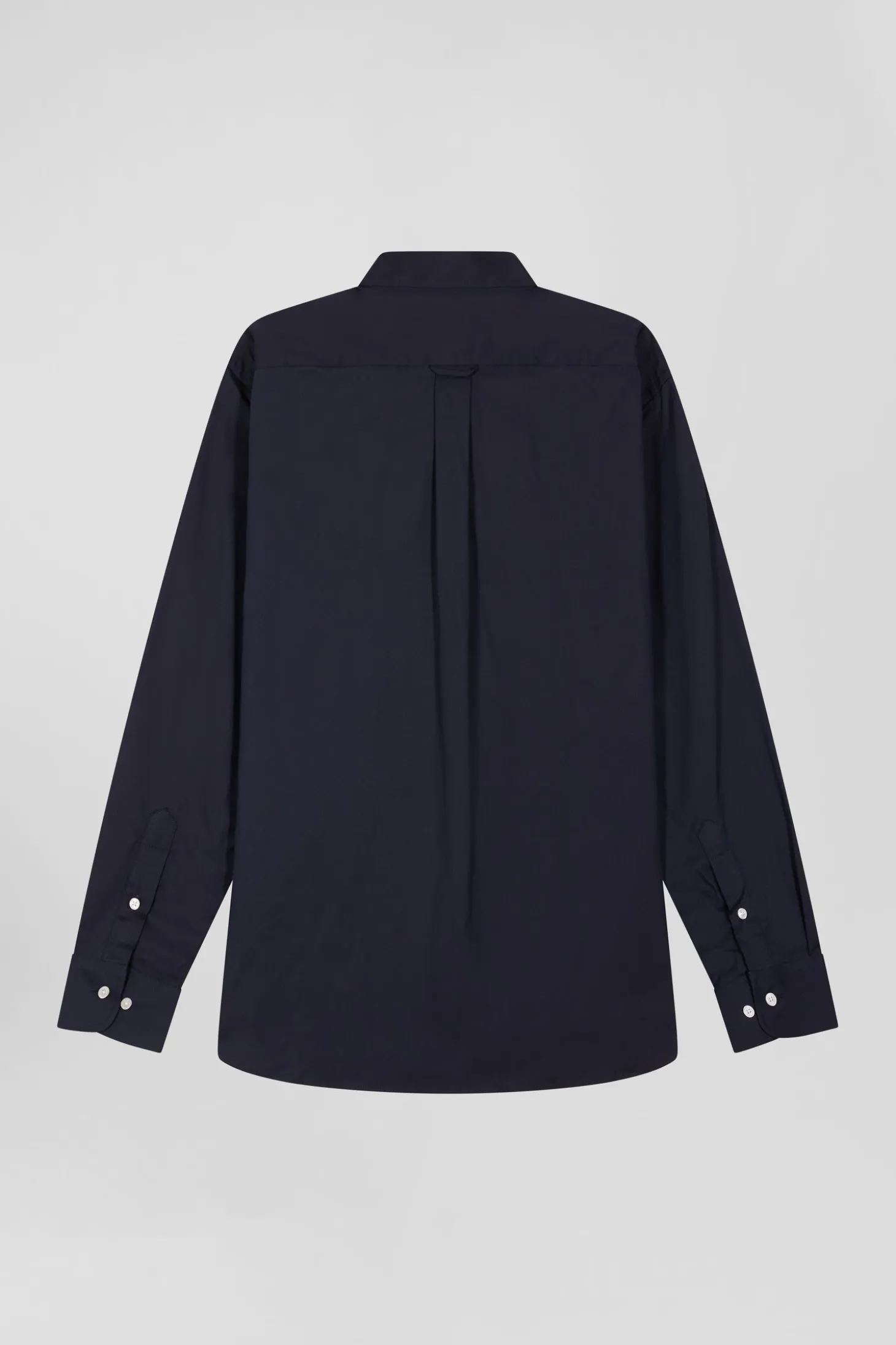 Chemise unie bleu marine en coton stretch mélangé coupe Regular