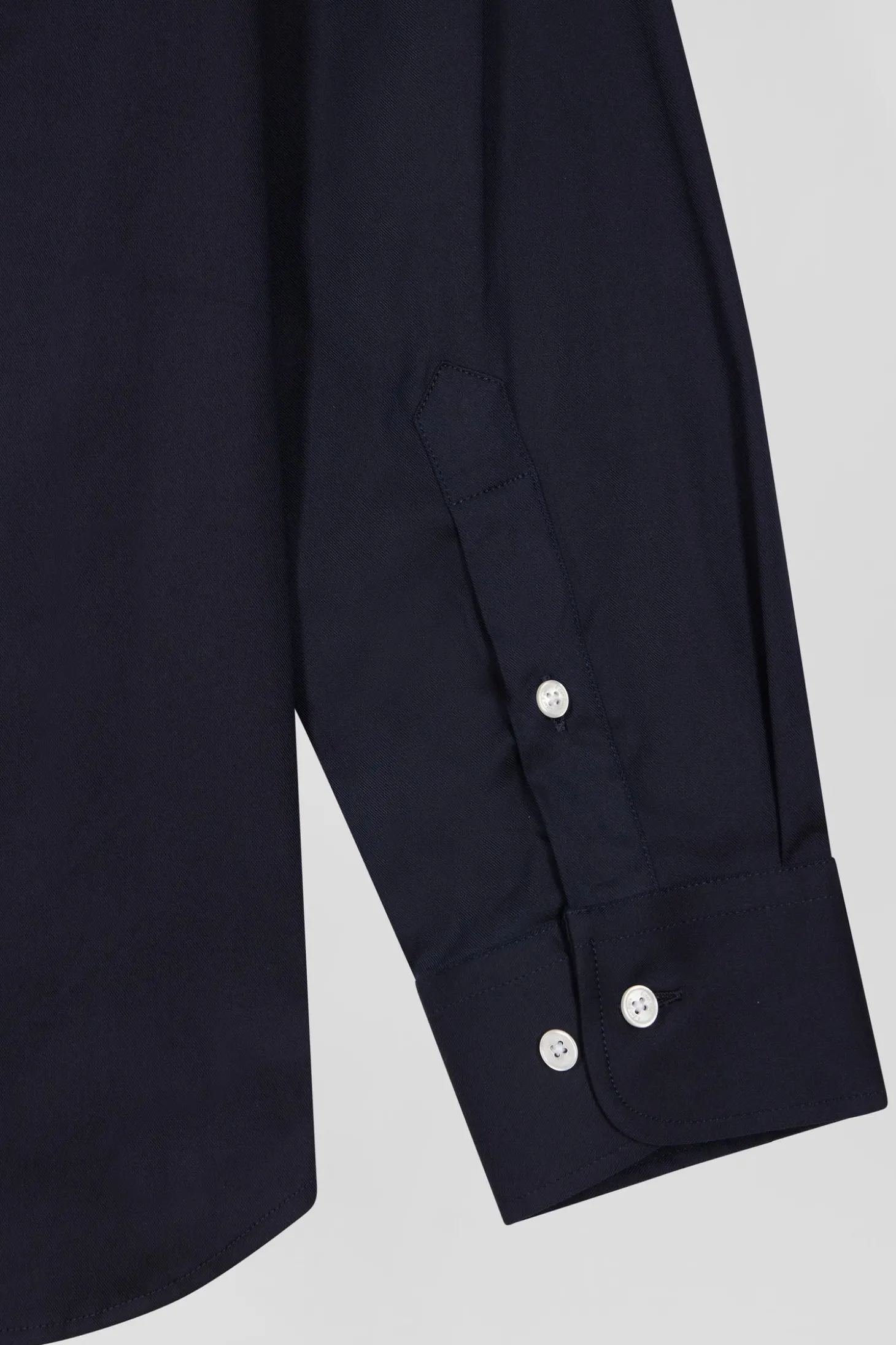 Chemise unie bleu marine en coton stretch mélangé coupe Regular