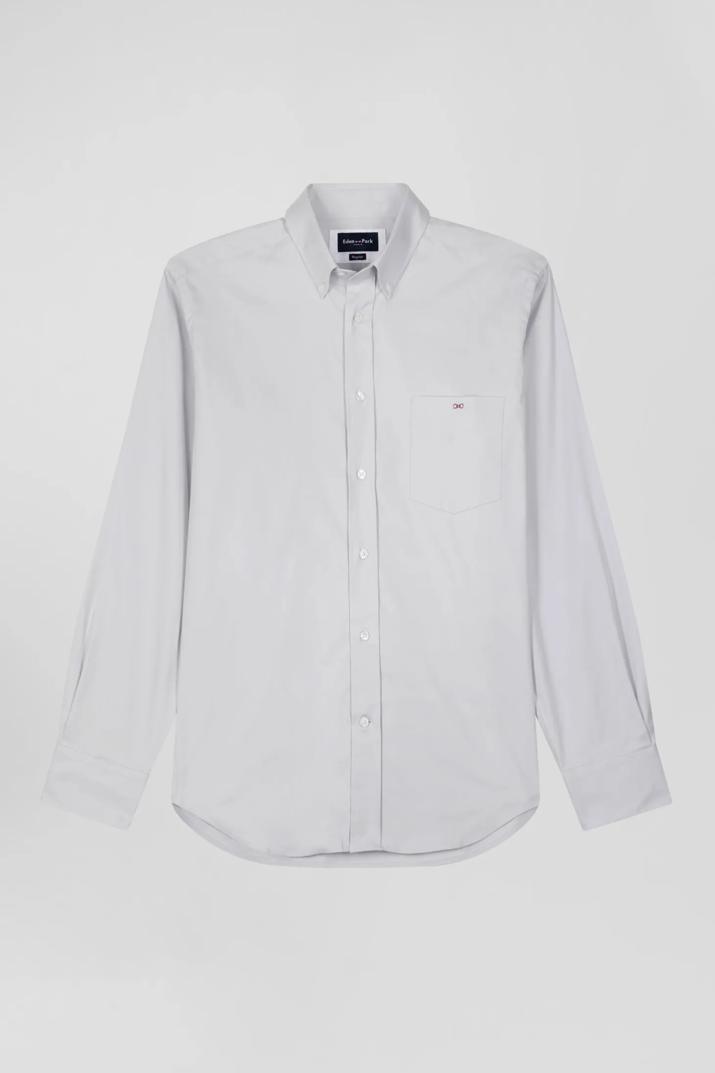 Chemise unie grise en coton stretch mélangé coupe Regular