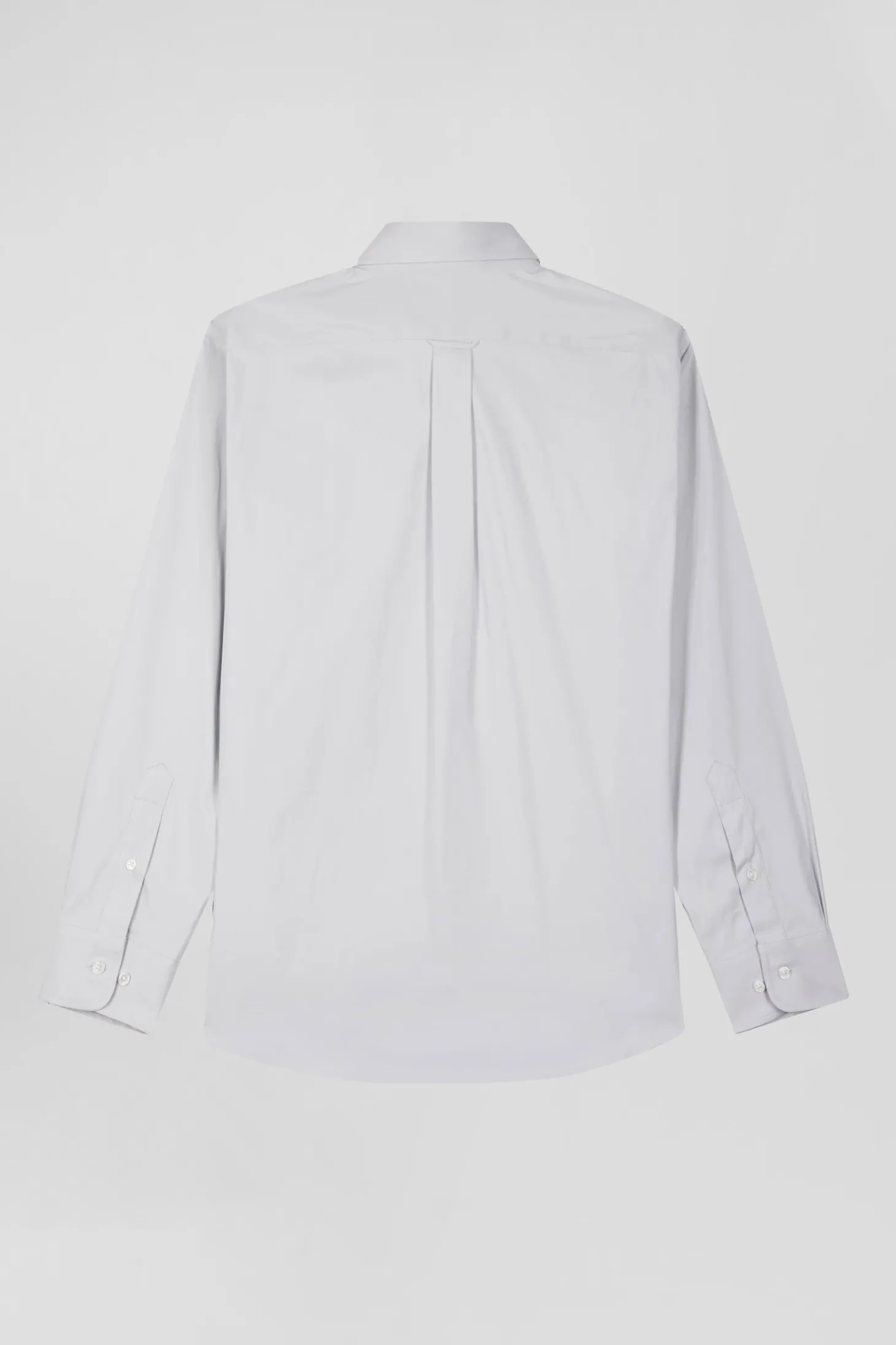 Chemise unie grise en coton stretch mélangé coupe Regular