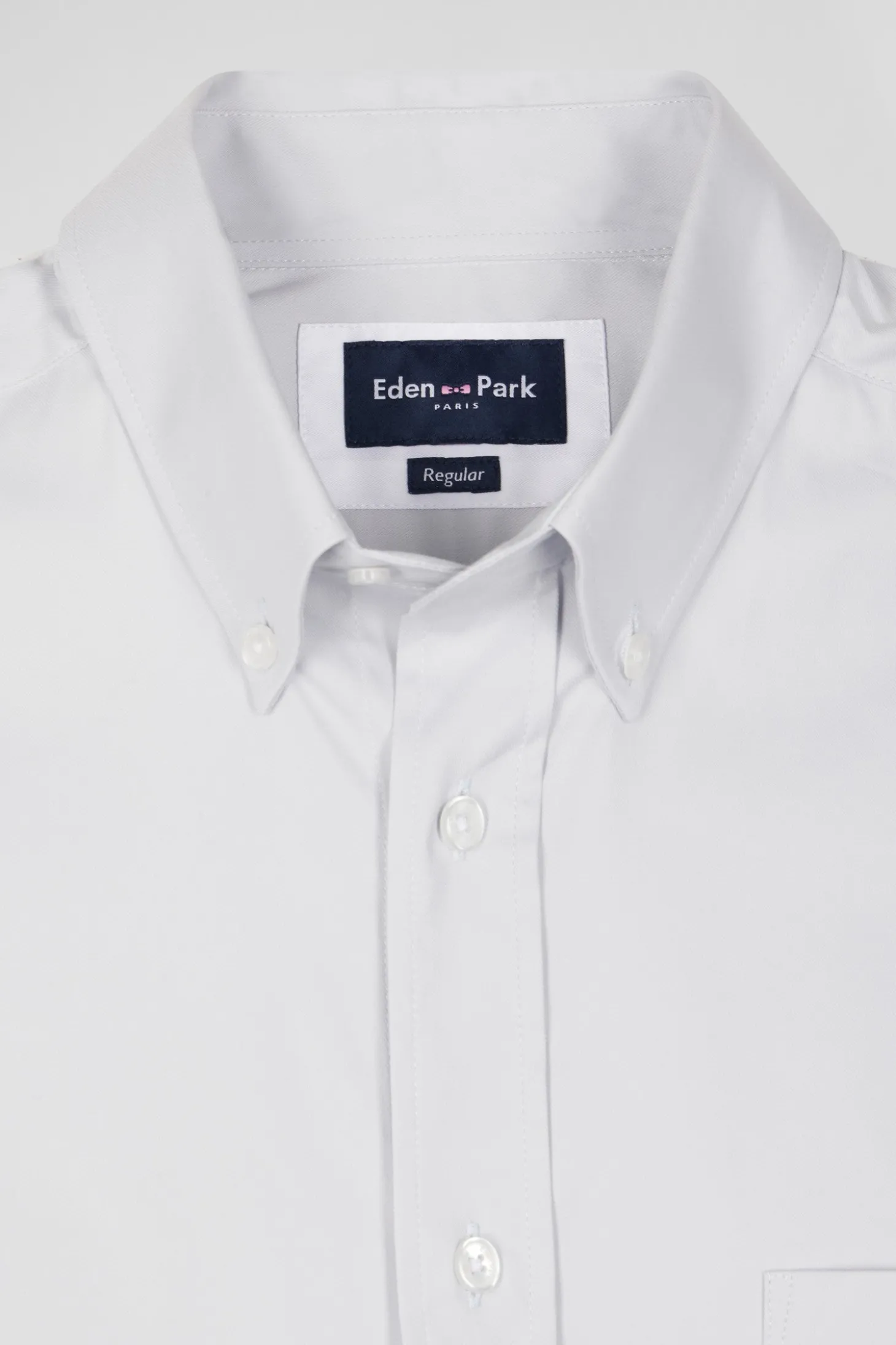 Chemise unie grise en coton stretch mélangé coupe Regular