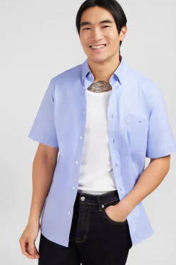 Chemisette bleu unie en coton
