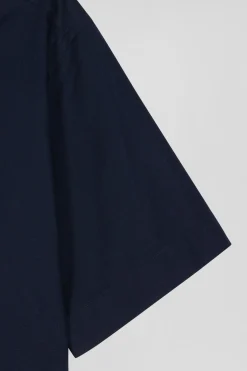 Chemisette en coton bleu marine coupe Regular broderie dos