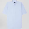Chemisette en coton rayée ciel et blanche coupe Regular