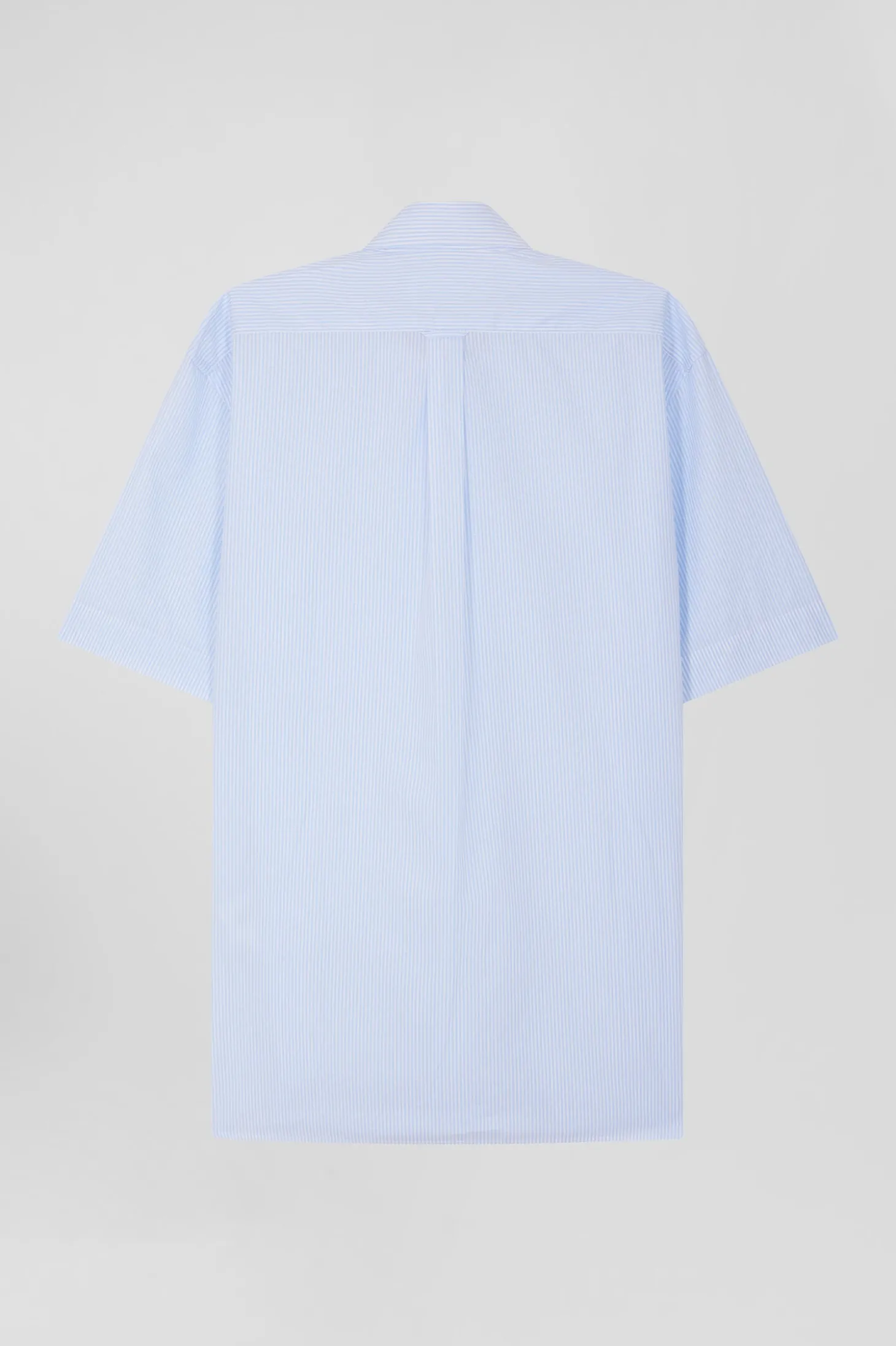Chemisette en coton rayée ciel et blanche coupe Regular