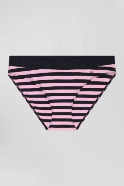 Culotte en jersey de coton stretch cerclée bleu marine et rose