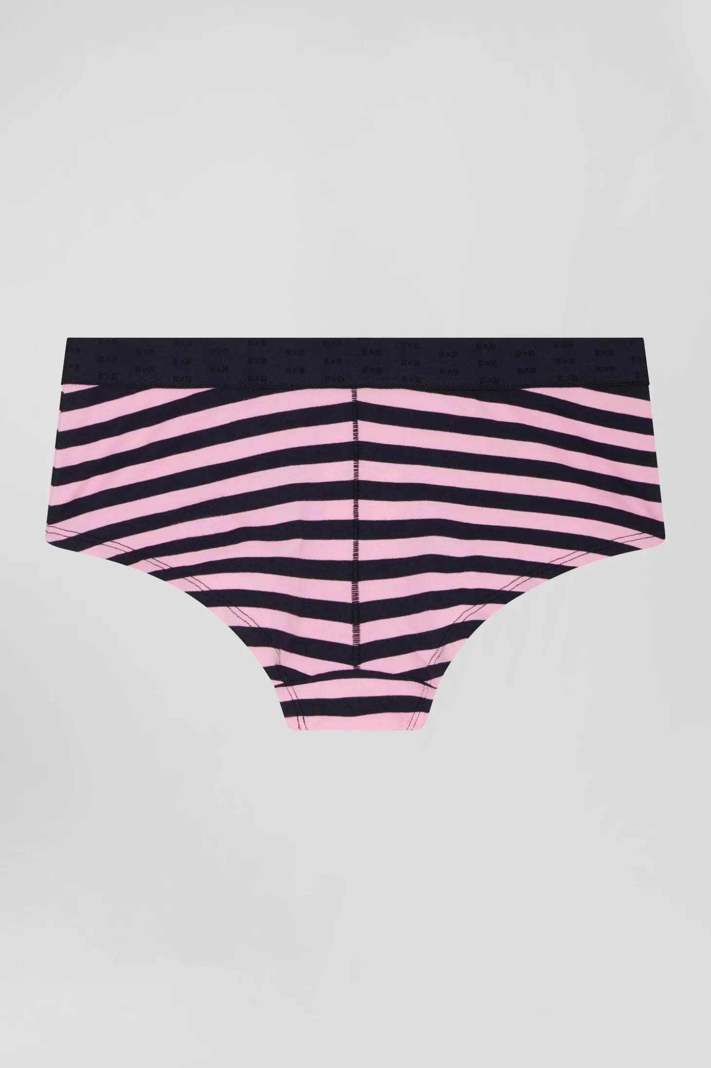 Culotte shorty en jersey de coton stretch cerclée bleu marine et rose