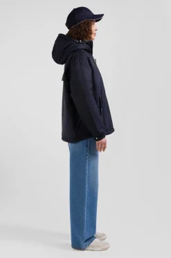 Doudoune à capuche intégrée bleu marine coupe Oversized