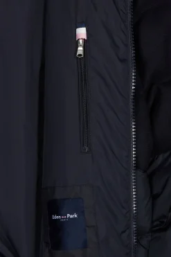Doudoune bimatière flanelle et nylon bleu marine