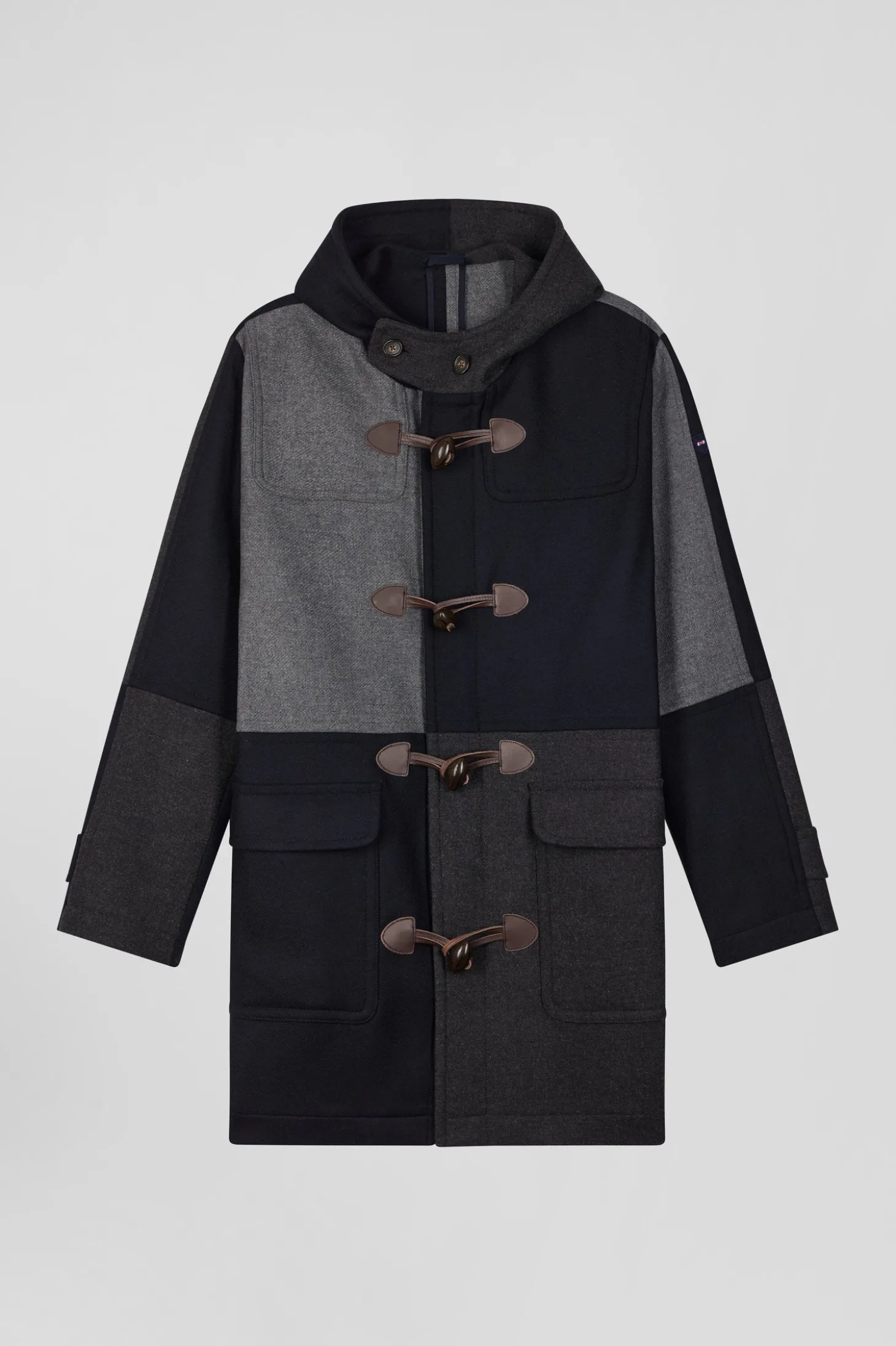 Duffle coat Barbarian coupé-cousu en laine mélangée bleu marine