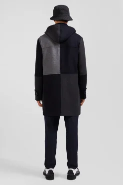 Duffle coat Barbarian coupé-cousu en laine mélangée bleu marine