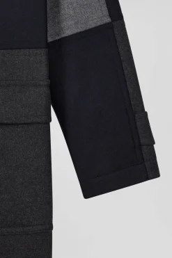 Duffle coat Barbarian coupé-cousu en laine mélangée bleu marine