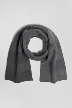 Echarpe à rayures cerclées en coton gris anthracite