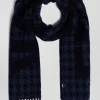 Echarpe en laine mélangée bleu marine lettrage jacquard Eden Park