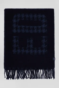 Echarpe en laine mélangée bleu marine lettrage jacquard Eden Park