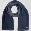 Echarpe rayée en laine et coton bleu marine