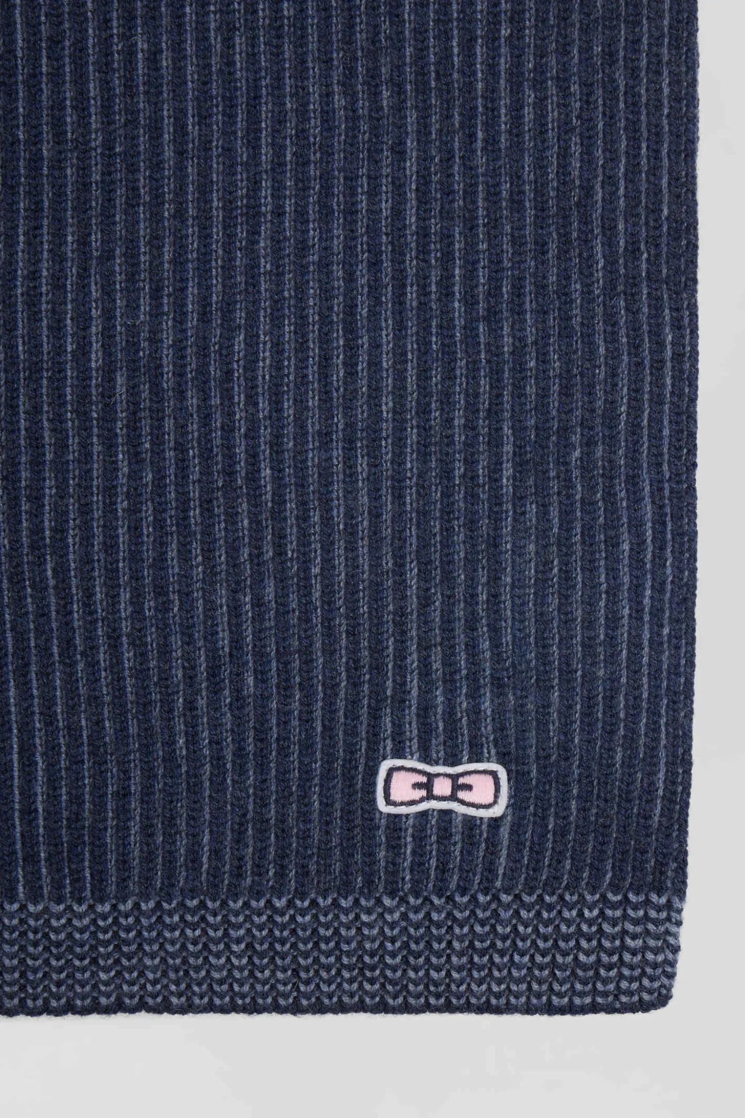 Echarpe rayée en laine et coton bleu marine