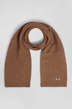Echarpe unie en coton noisette broderie nœud papillon