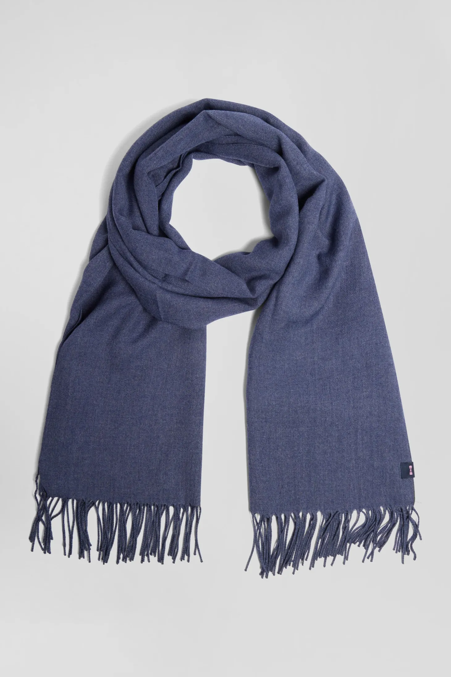 Echarpe unie frangée bleue