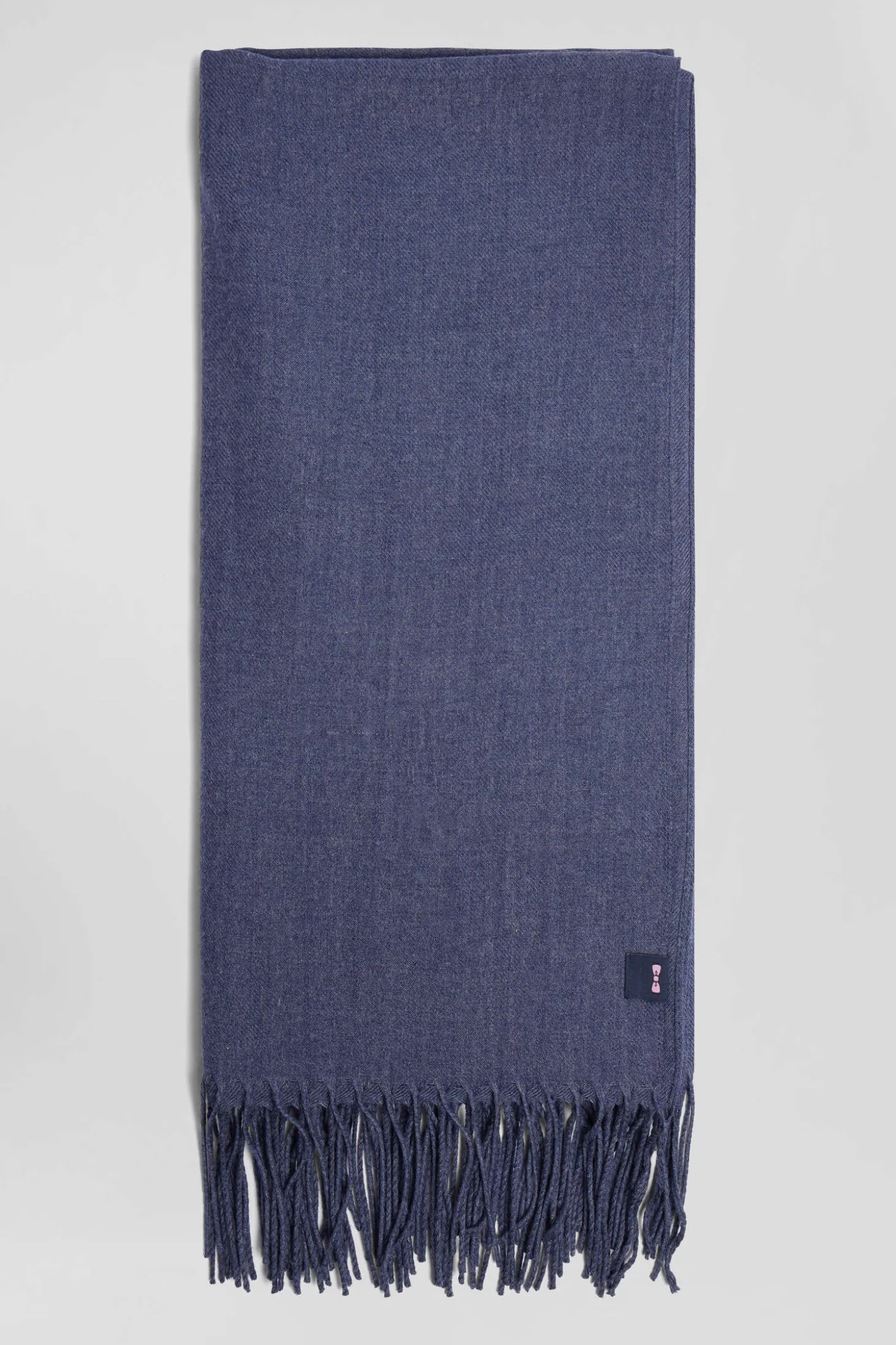 Echarpe unie frangée bleue