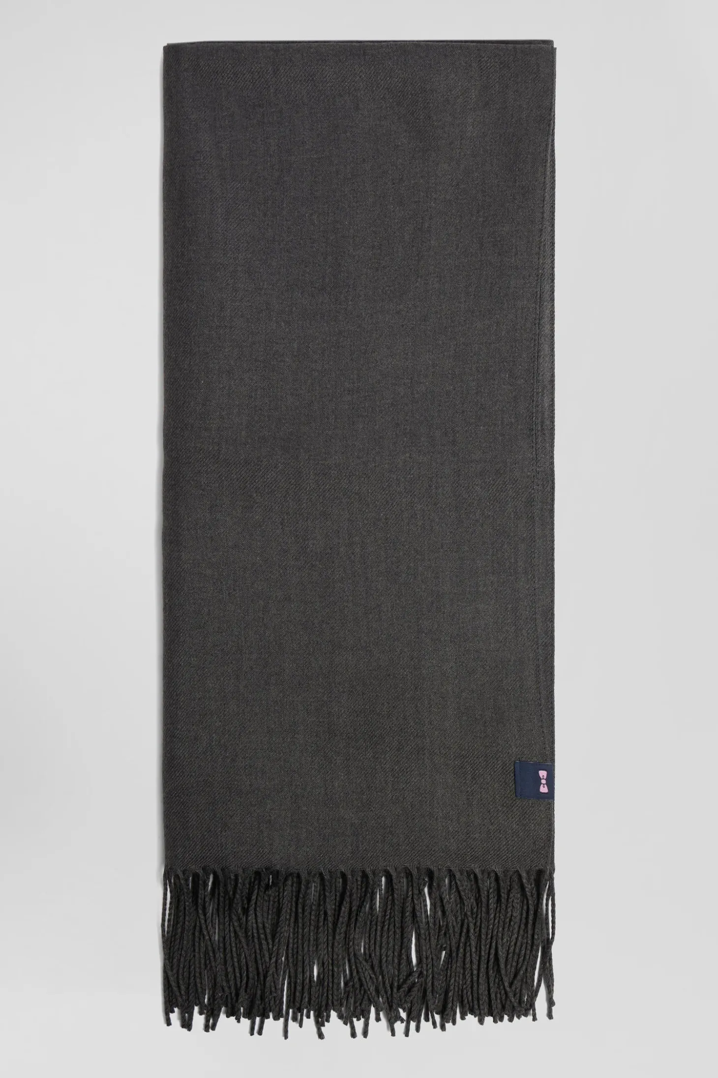Echarpe unie frangée gris anthracite
