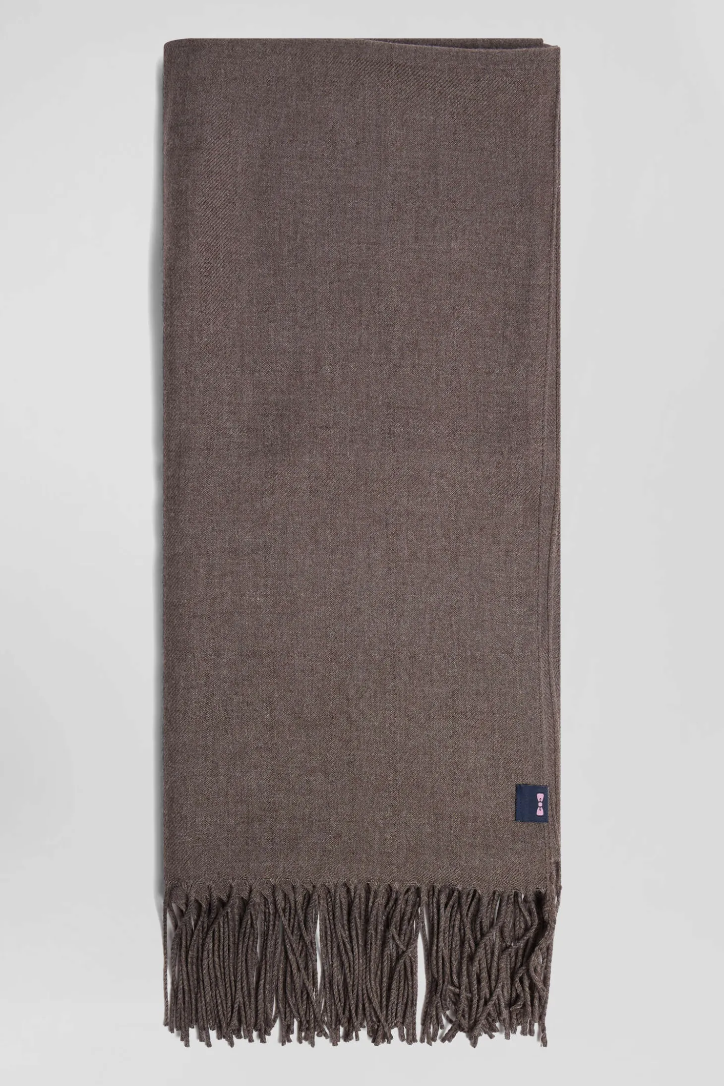Echarpe unie frangée marron