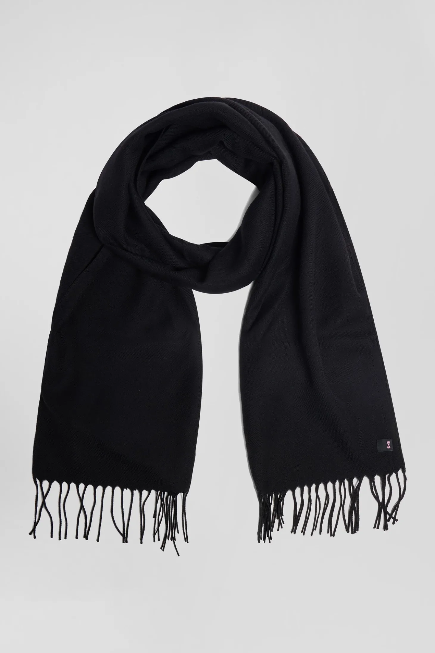 Echarpe unie frangée noire