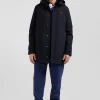 Imperméable en nylon à capuche bleu marine