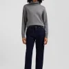 Jean 5 poches en coton bleu marine coupe Regular