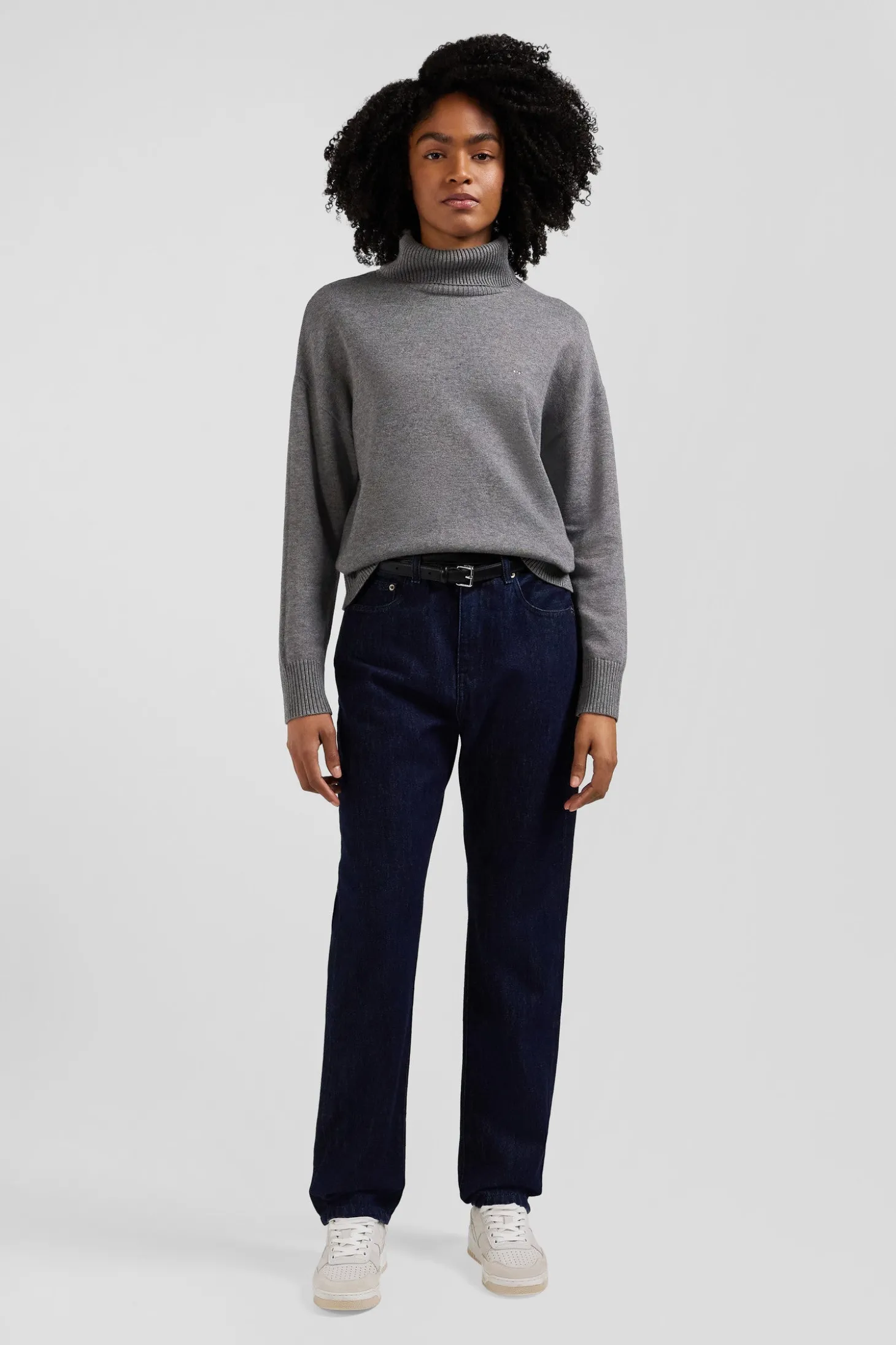 Jean 5 poches en coton bleu marine coupe Regular