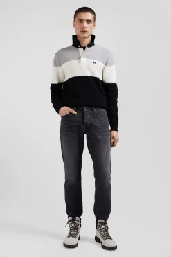 Jean en coton denim stretch mélangé gris coupe Regular