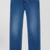 Jean en coton denim stretch brut coupe Regular double délavage stone wash