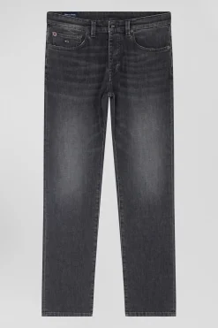 Jean en coton denim stretch mélangé gris coupe Regular
