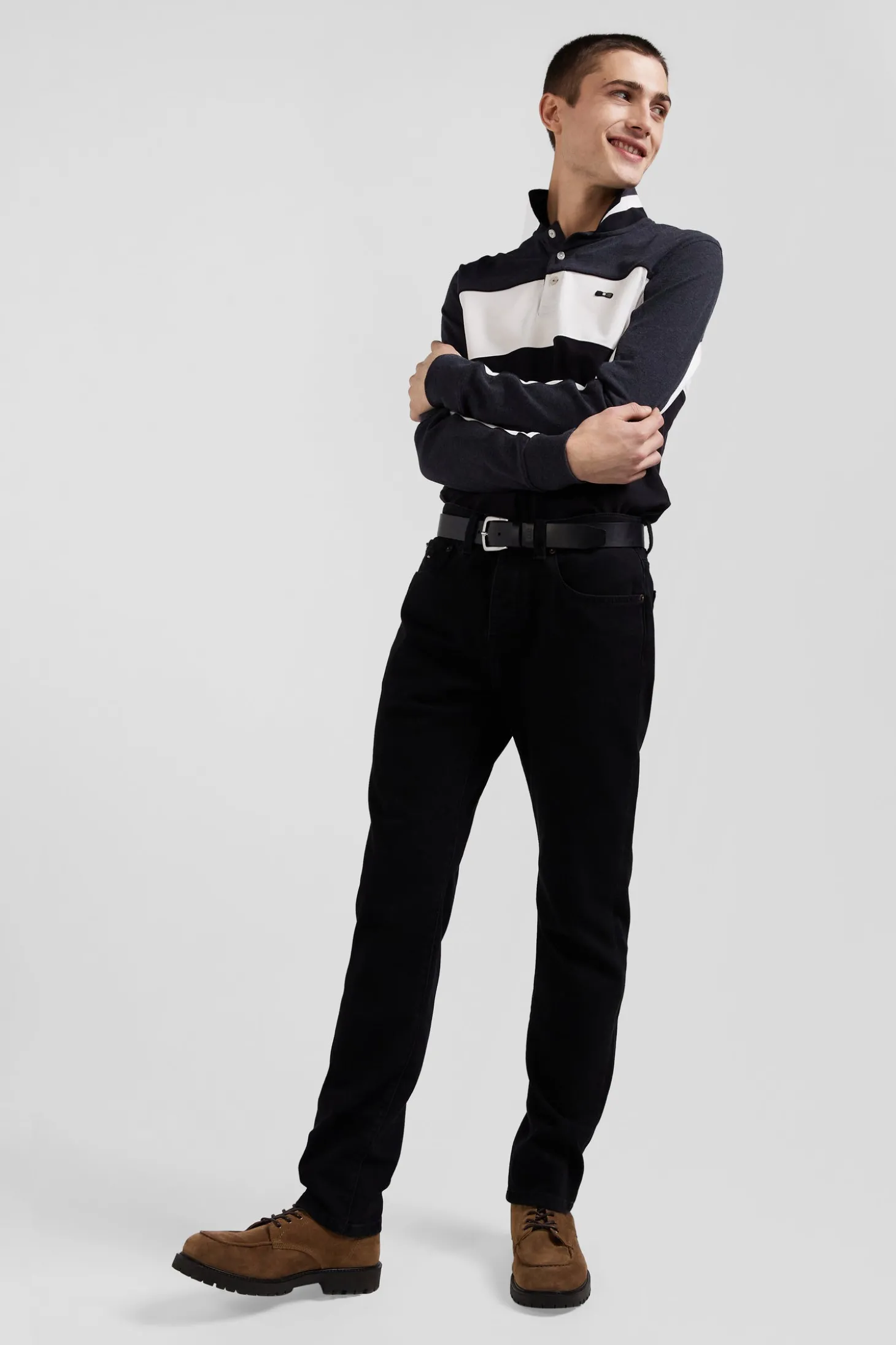 Jean en coton denim stretch mélangé noir coupe Slim
