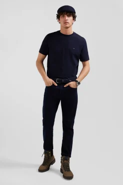 Jean en coton denim stretch bleu marine coupe Slim stone wash