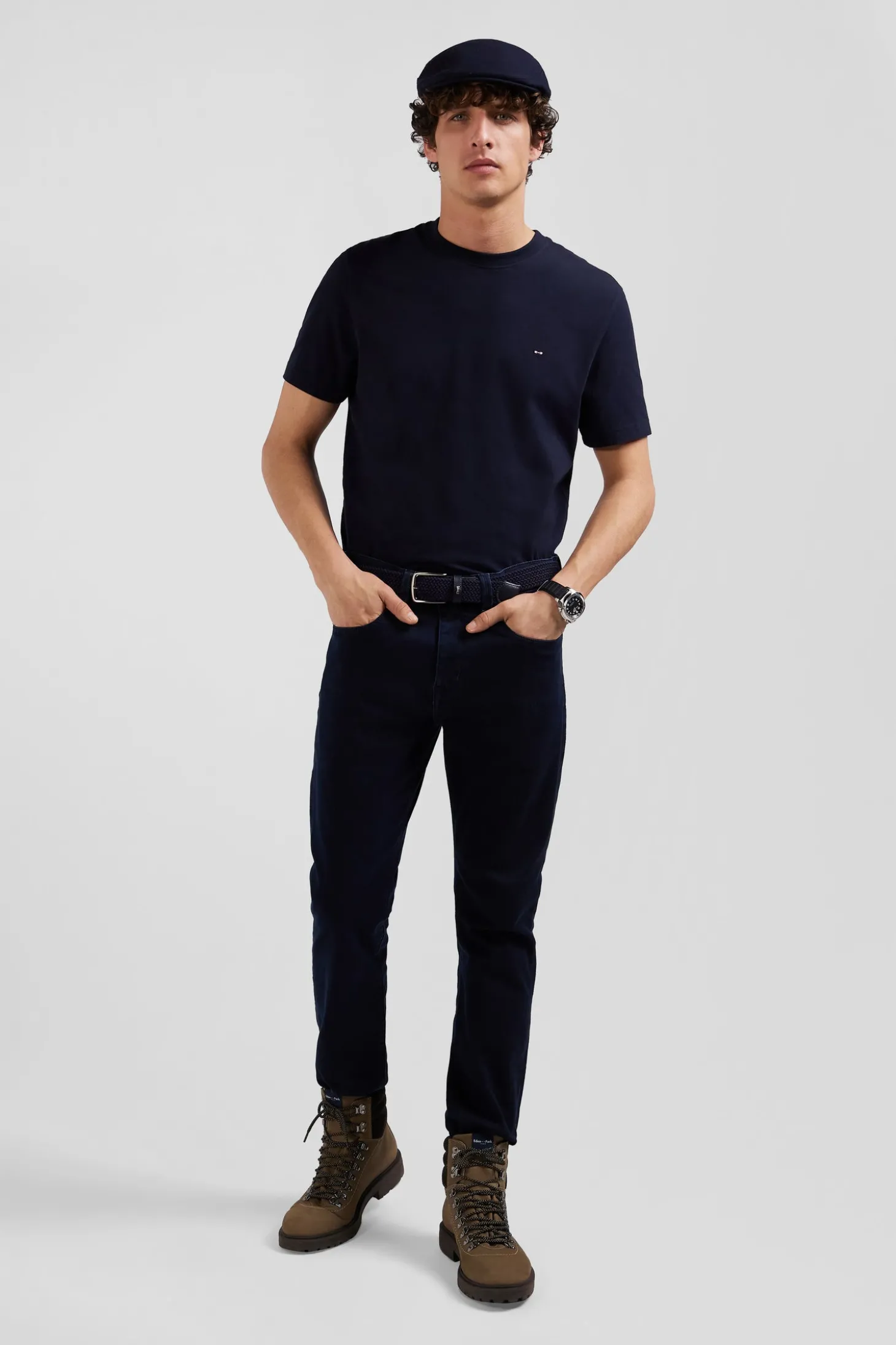 Jean en coton denim stretch bleu marine coupe Slim stone wash