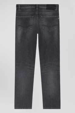 Jean en coton denim stretch mélangé gris coupe Regular