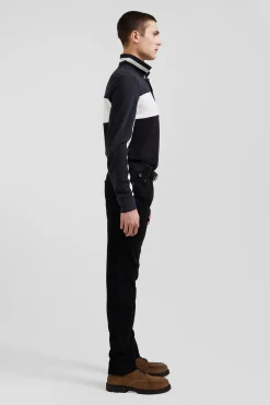 Jean en coton denim stretch mélangé noir coupe Slim