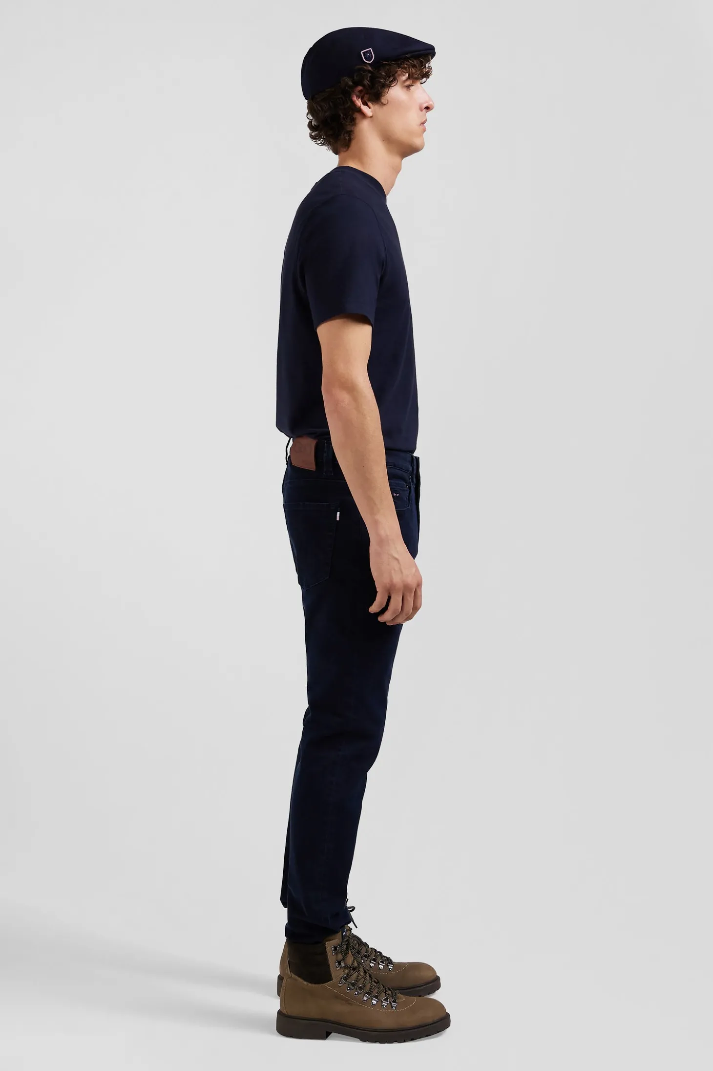 Jean en coton denim stretch bleu marine coupe Slim stone wash