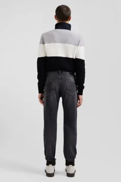 Jean en coton denim stretch mélangé gris coupe Regular