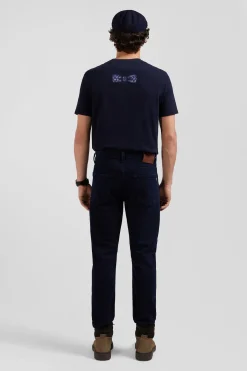 Jean en coton denim stretch bleu marine coupe Slim stone wash