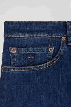 Jean en coton denim stretch brut coupe Regular délavage stone wash