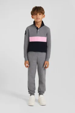 Jogging en molleton coton gratté gris coupe Regular