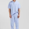 Jogging unisexe en molleton coton ciel surteint coupe Relaxed